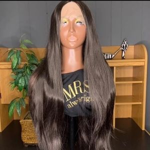 New 32inch Premium Jet Black Synthetic Lace Front Hair Wig